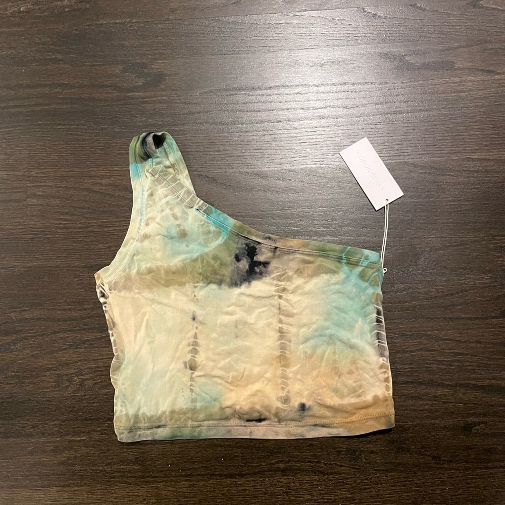COTTON CITIZEN one shoulder crop top